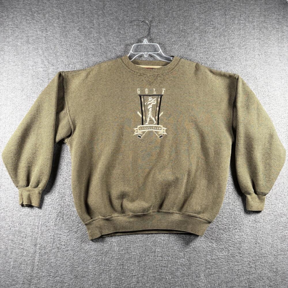 Vintage Golf Collection Sweater Crable Sportswear Mens Large Gold Black Check
